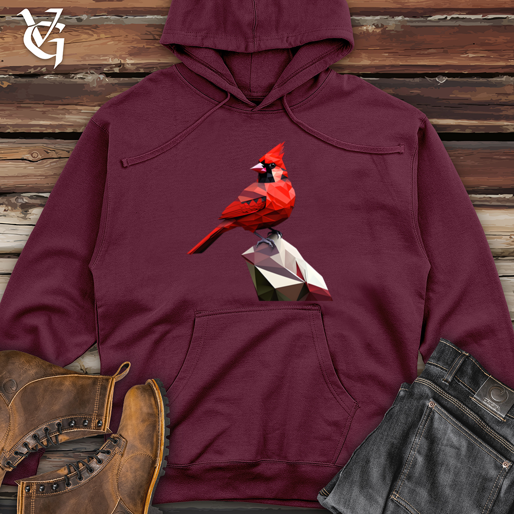 Viking Goods Geometric Cardinal Bird Midweight Hooded Sweatshirt Maroon / L