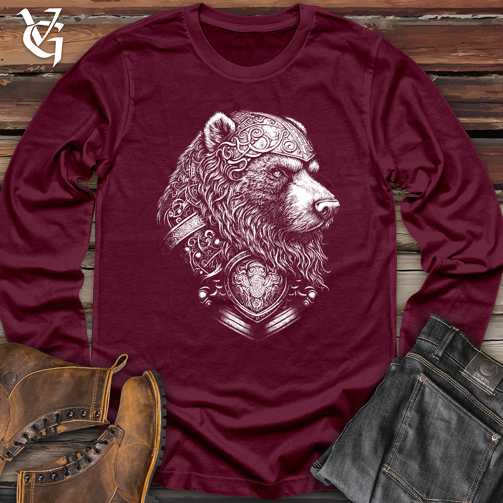 Viking Goods Handsome Celtic Bear Long Sleeve Maroon / L