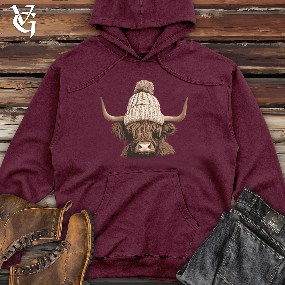 Viking Goods Highland Cattle Cozy Midweight Hooded Sweatshirt Maroon / L