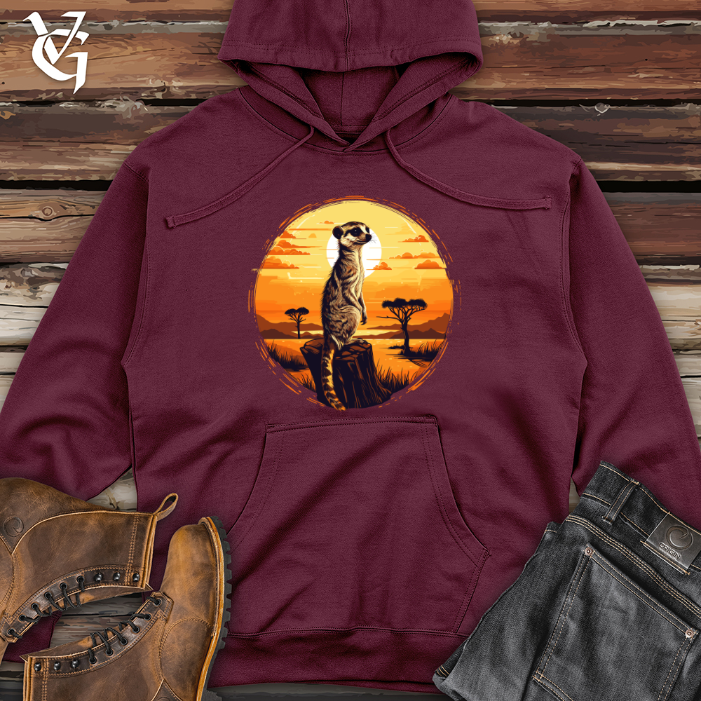 Viking Goods Meerkat Safari Sunset Midweight Hooded Sweatshirt Maroon / L