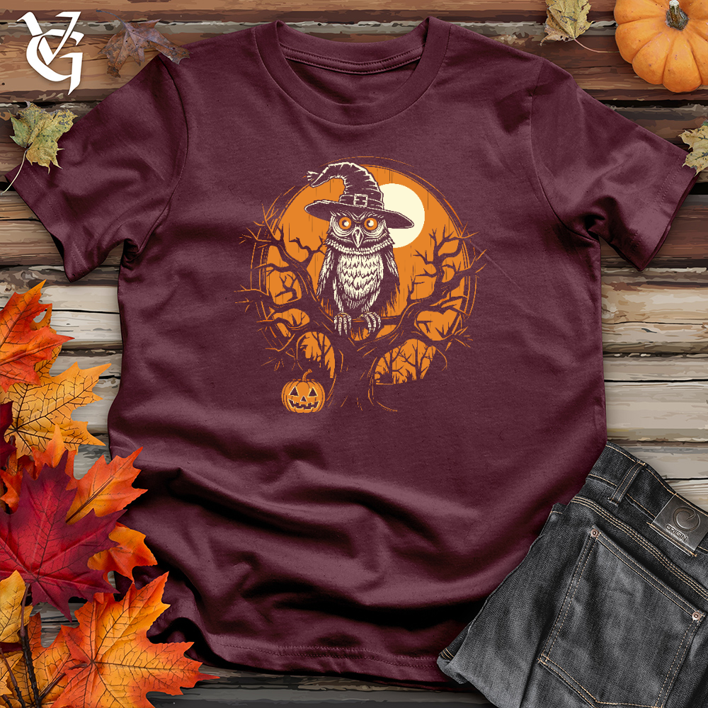 Viking Goods Mystical Owl Witch Hat Cotton Tee Maroon / L