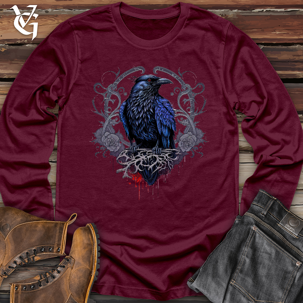Viking Goods Odins Raven Long Sleeve Maroon / L