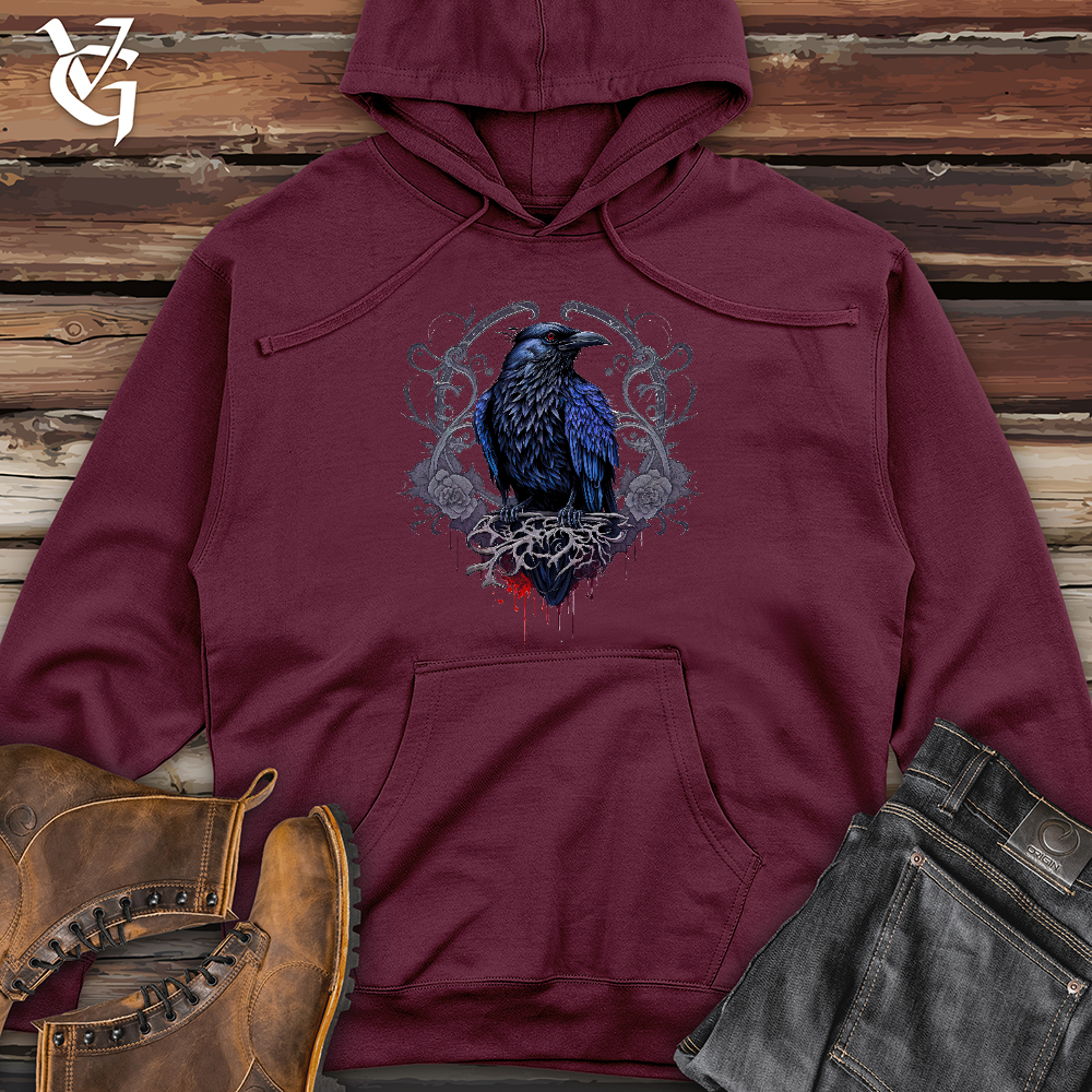 Viking Goods Odins Raven Midweight Hooded Sweatshirt Maroon / L