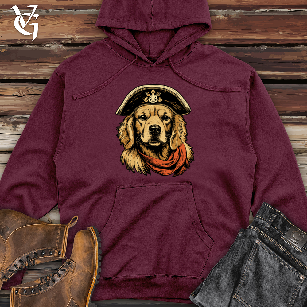 Viking Goods Pirate Pup Golden Retriever Midweight Hooded Sweatshirt Maroon / L