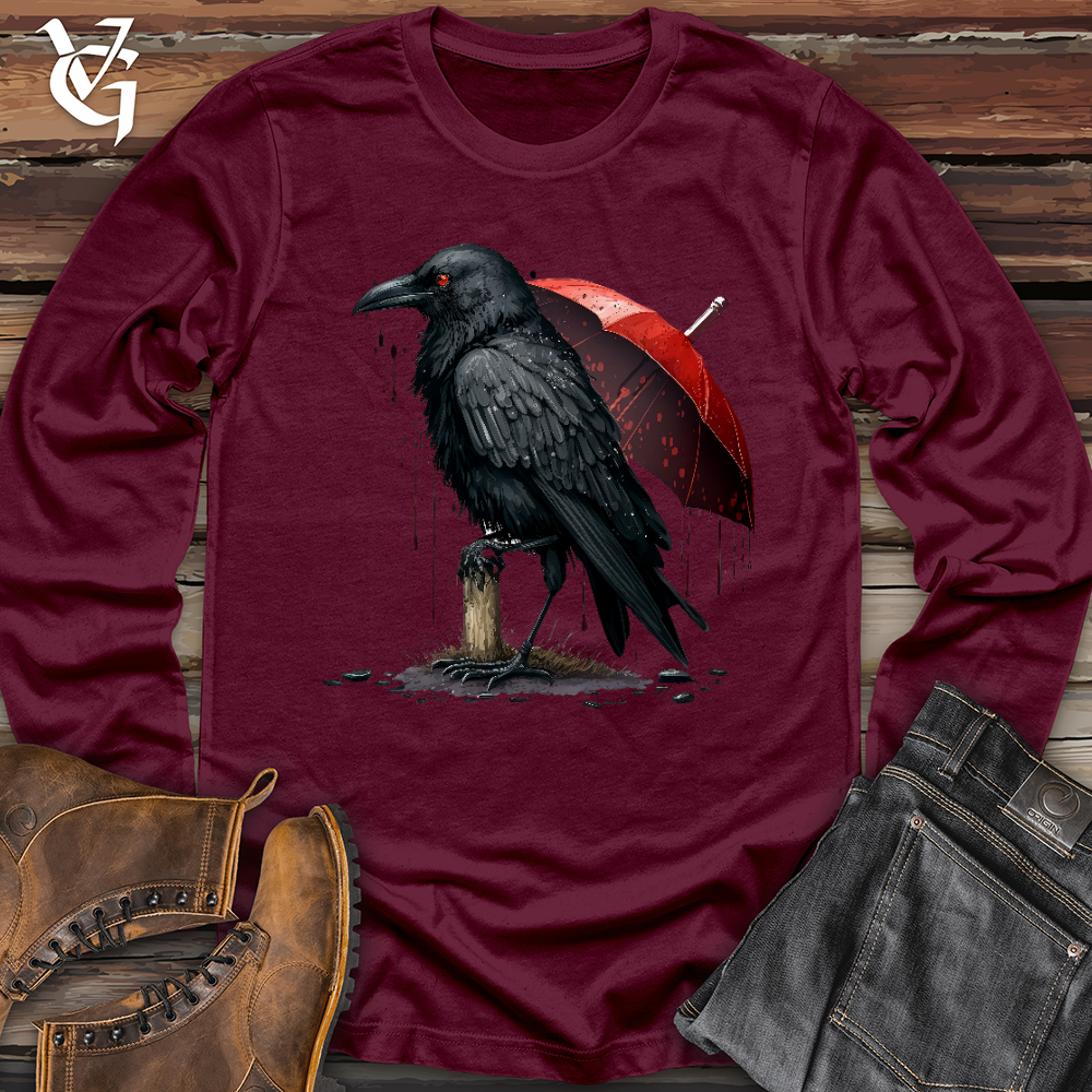 Viking Goods Raven In The Rain Long Sleeve Maroon / L