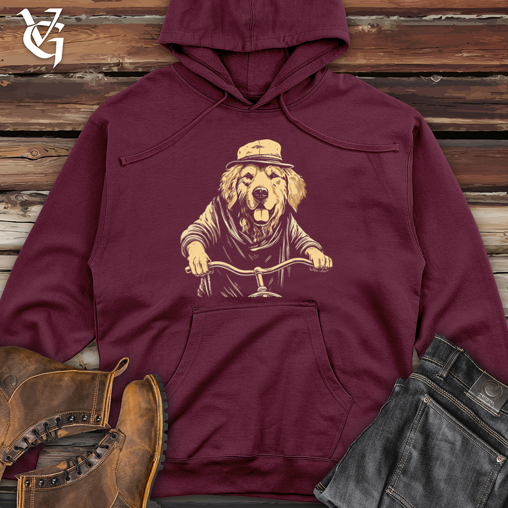 Viking Goods Retro Cruiser Golden Retriever Midweight Hooded Sweatshirt Maroon / L
