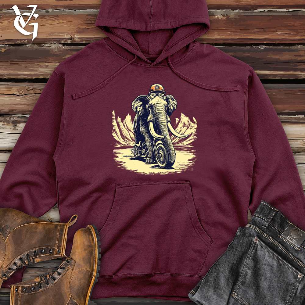 Viking Goods Scooter Adventure Wooly Mammoth Style Midweight Hooded Sweatshirt Maroon / L