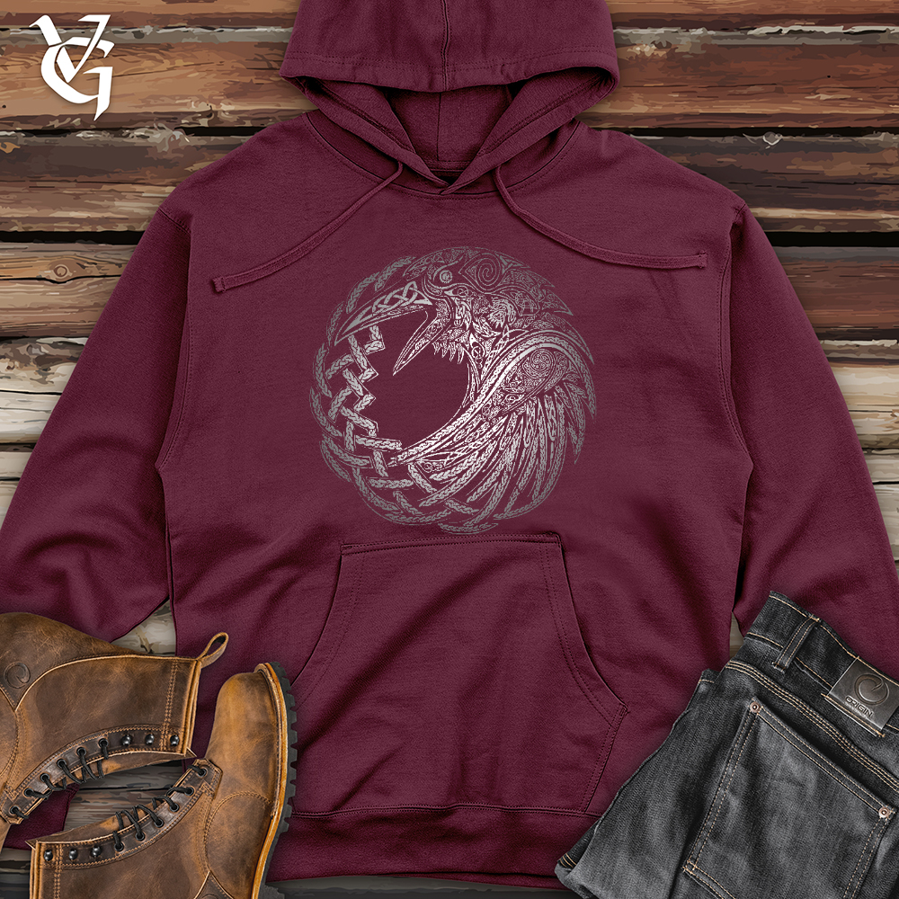 Viking Goods Silver Glass Raven Midweight Hooded Sweatshirt Maroon / L