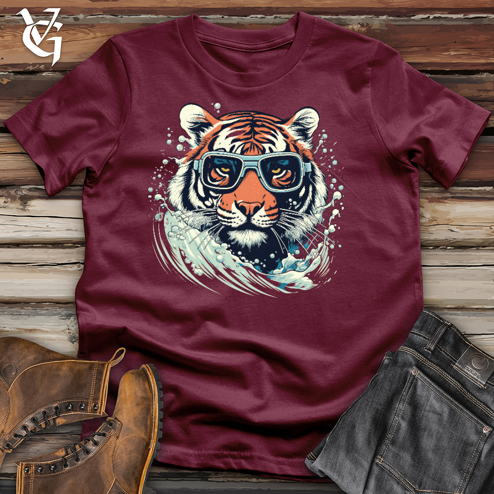 Viking Goods Swimming Tiger Cotton Tee Maroon / L