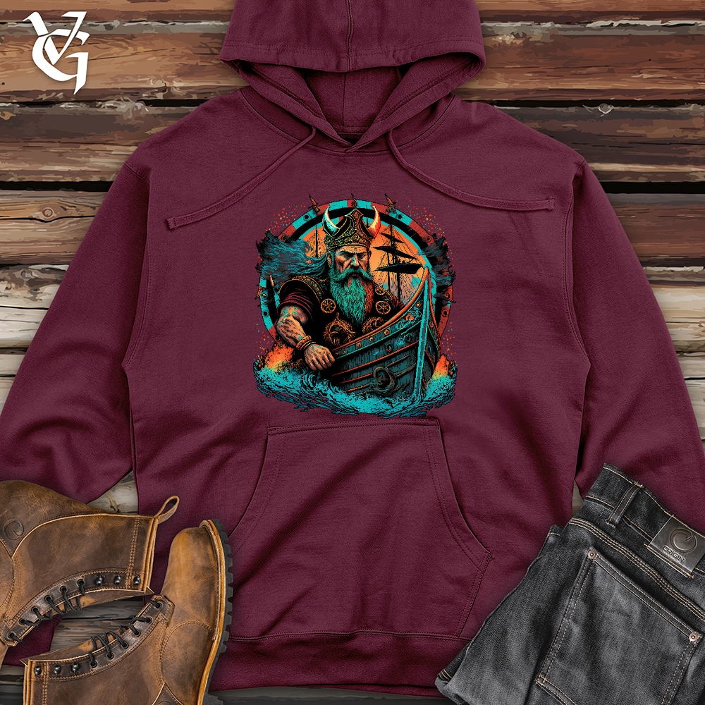 Viking Goods Viking Ship Midweight Hooded Sweatshirt Maroon / L