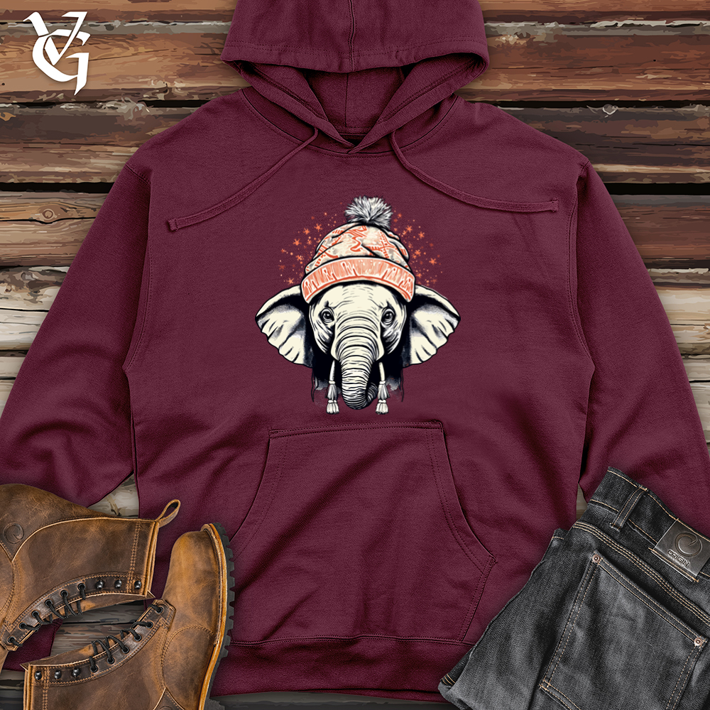 Viking Goods Vintage Pompom Snow Hat Elephant Midweight Hooded Sweatshirt Maroon / L