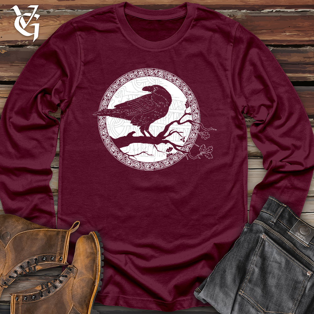 Viking Goods White Winter Raven Long Sleeve Maroon / L