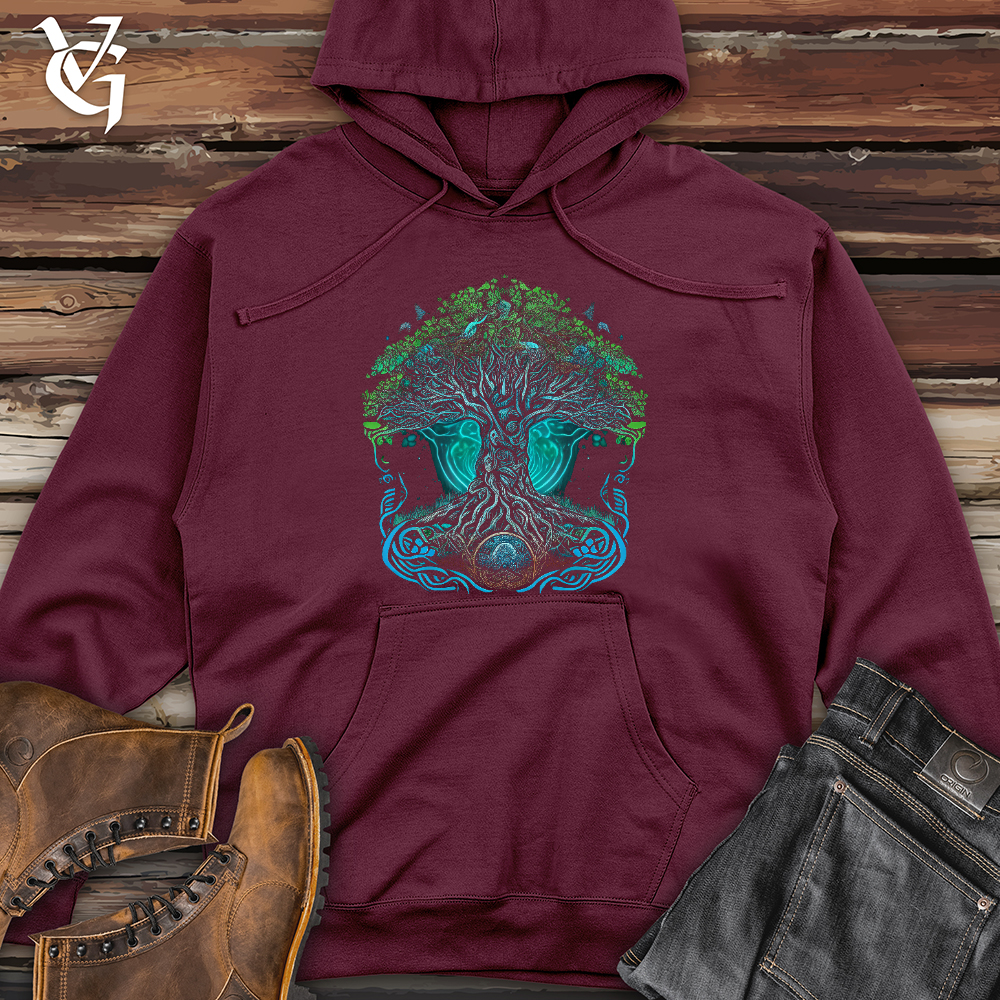Viking Goods Yggdrasil Spirit Tree Midweight Hooded Sweatshirt Maroon / L