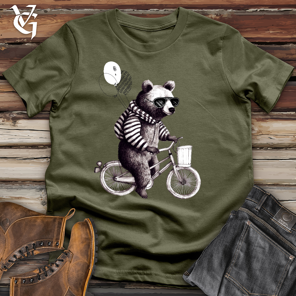 Viking Goods Bear Biker Cotton Tee Military Green / L