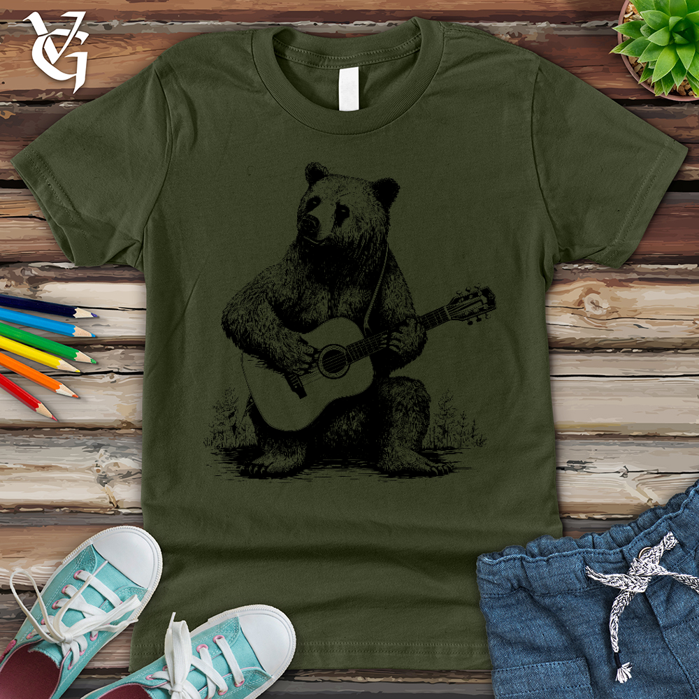 Viking Goods Bear Guitarist Youth Tee Military Green / L