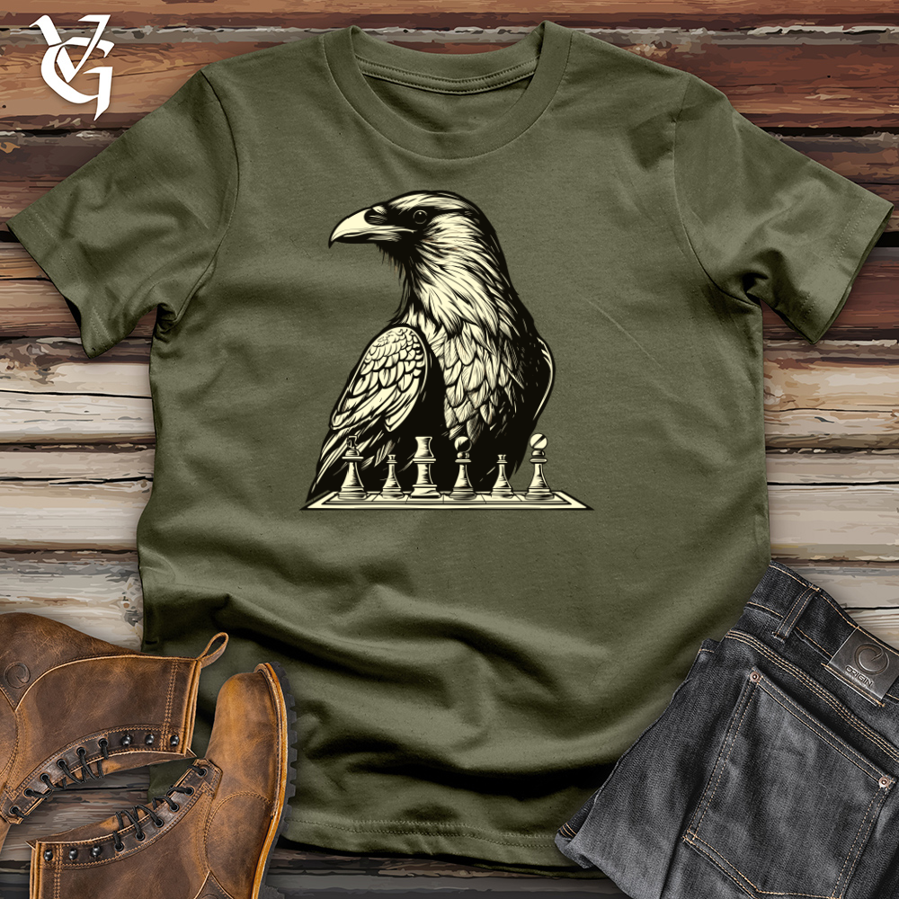 Viking Goods Chess Concentration Raven Cotton Tee Military Green / L