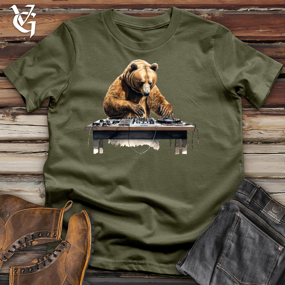 Viking Goods Dj Grizzly Bear Cotton Tee Military Green / L