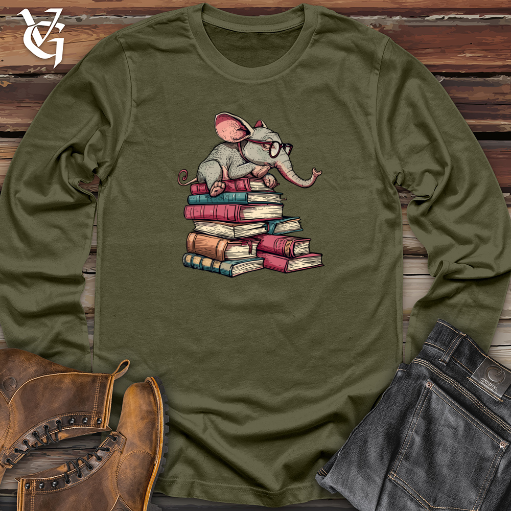 Viking Goods Elephant Bookworm Reader Long Sleeve Military Green / L