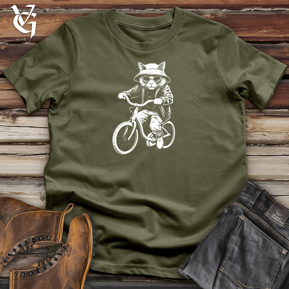 Viking Goods Feline Cycle Whisker Jaunt Adventure Cotton Tee Military Green / L