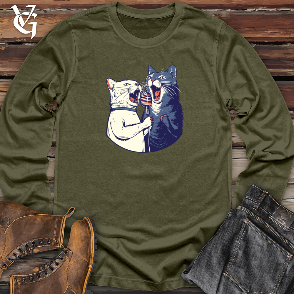 Viking Goods Feline Karaoke Serenade Long Sleeve Military Green / L