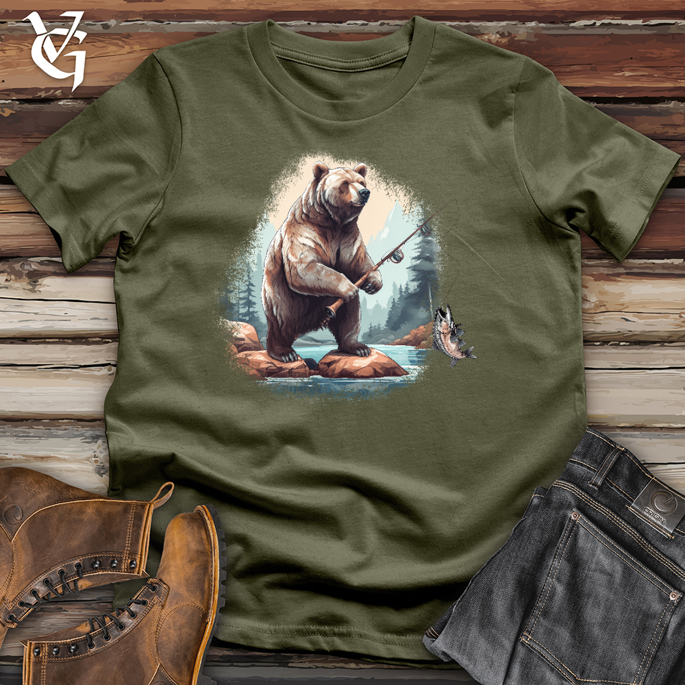 Viking Goods Fishing Bear Cotton Tee Military Green / L