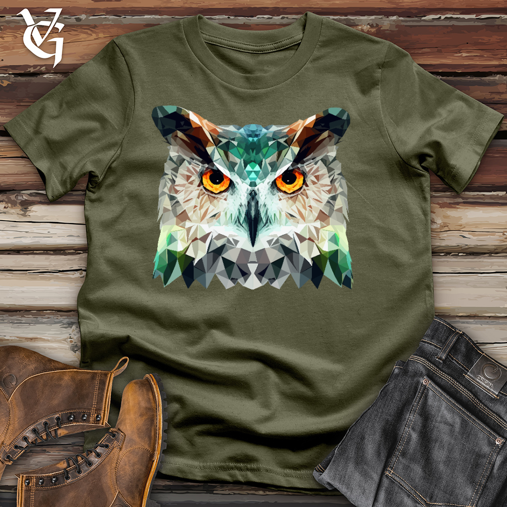 Viking Goods Geometric Owl Head Cotton Tee Military Green / L