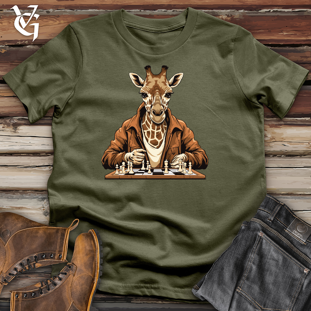 Viking Goods Giraffe Playing Chess Cotton Tee Military Green / L