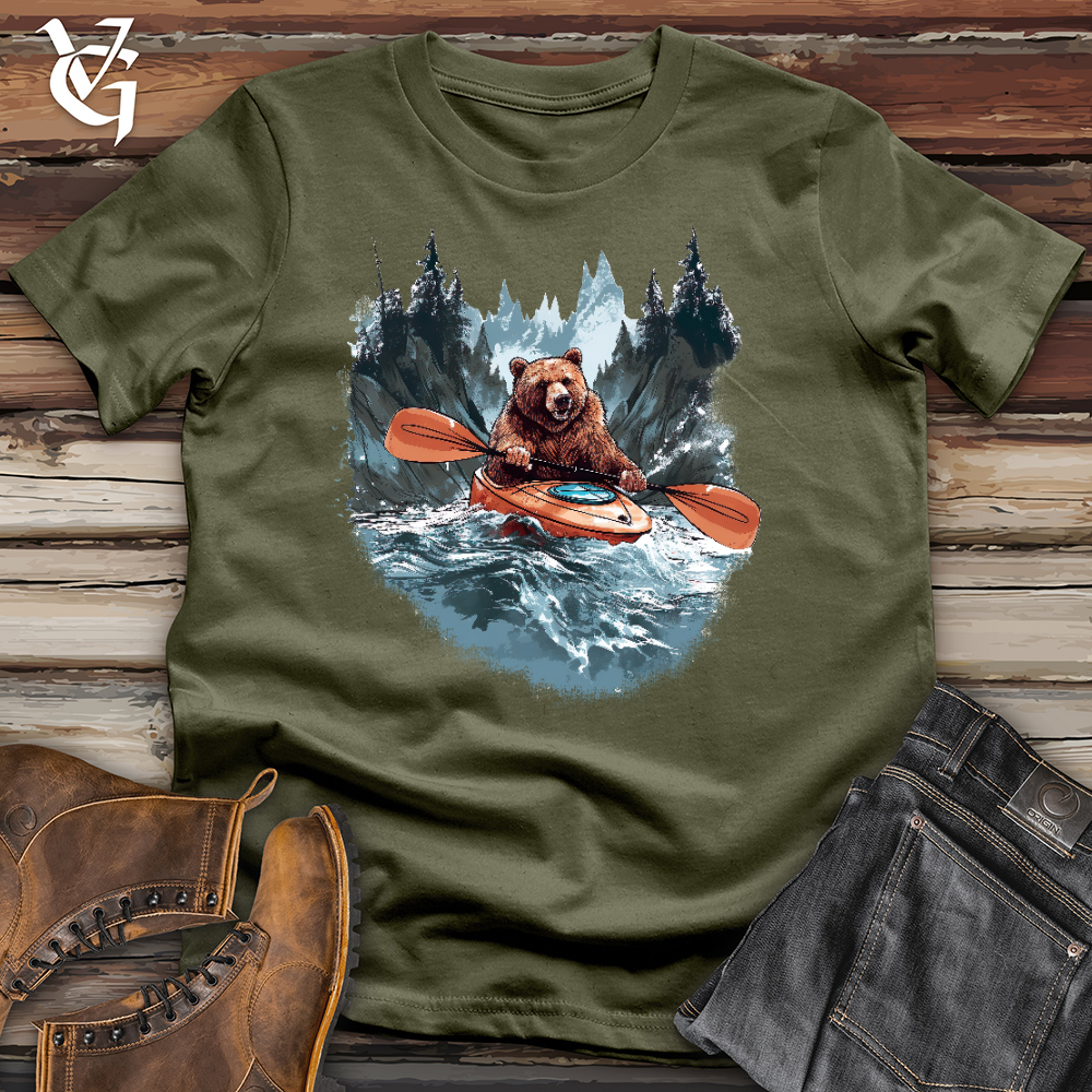 Viking Goods Kayaking Bear Cotton Tee Military Green / L