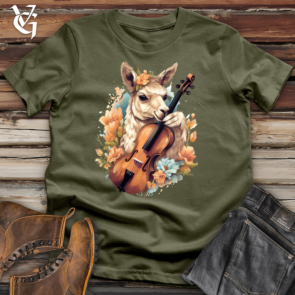 Viking Goods Llama Violinist Cotton Tee Military Green / L