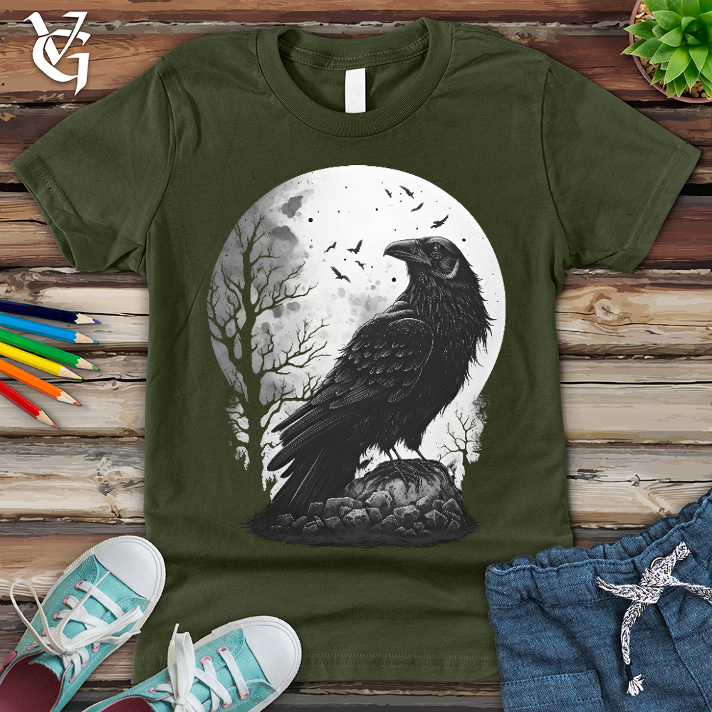 Viking Goods Midnight Raven Perch Youth Tee Military Green / L