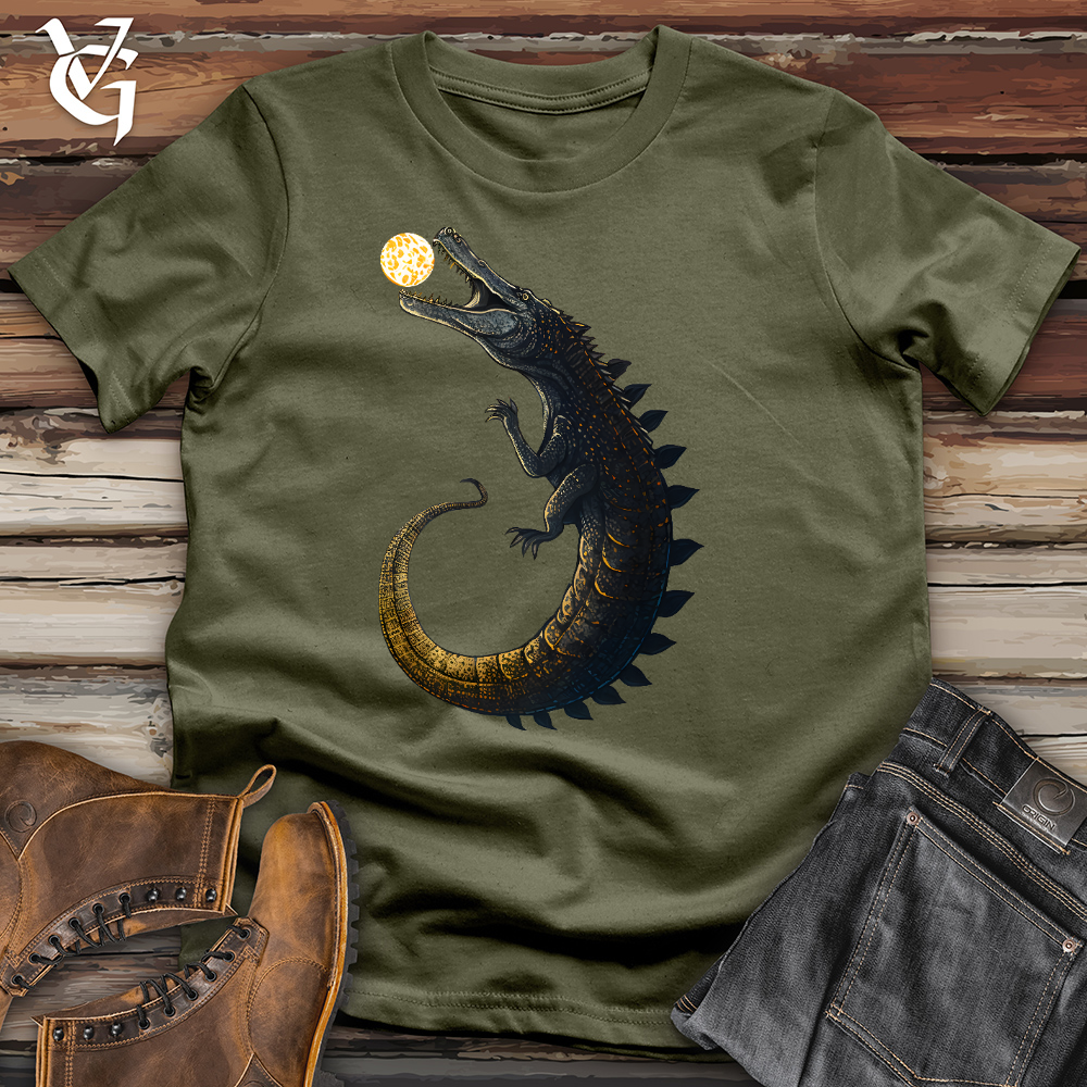 Viking Goods Moon Grabbing Crocodile Cotton Tee Military Green / L
