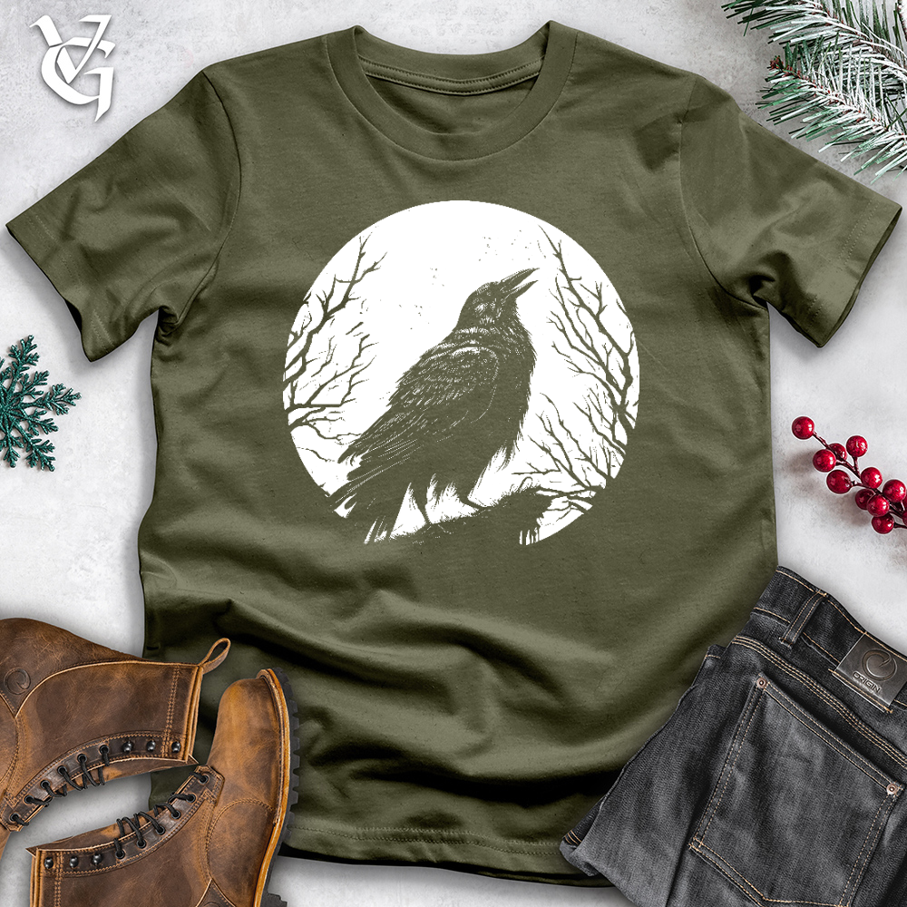 Viking Goods Moon Twinkle Raven Cotton Tee Military Green / L