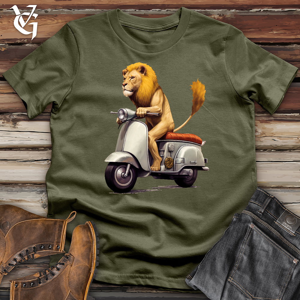 Viking Goods Moped Lion Cotton Tee Military Green / L
