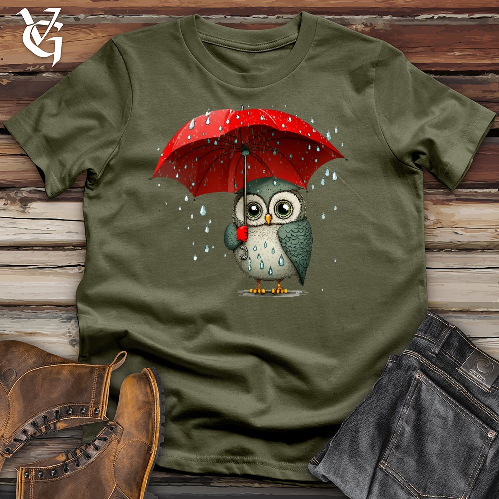 Viking Goods Owl In The Rain Cotton Tee Military Green / L