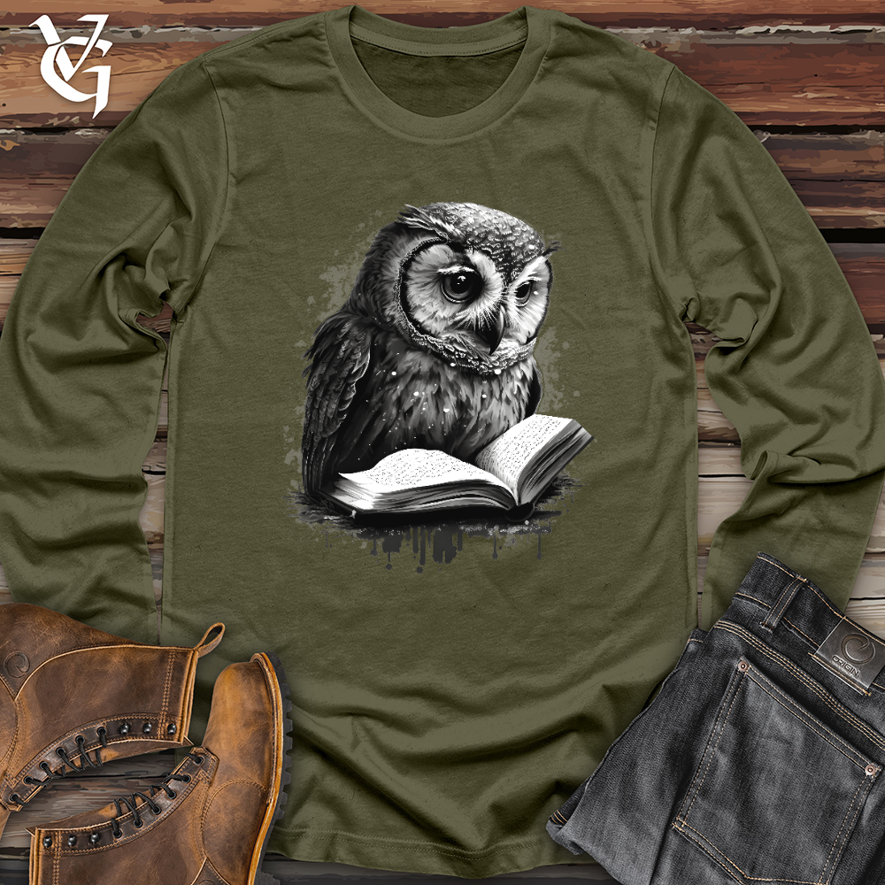Viking Goods Owl Reading Book Long Sleeve Military Green / L