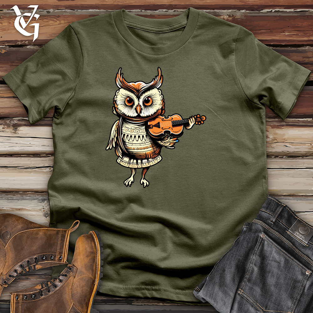 Viking Goods Owl Violinist Nocturne Cotton Tee Military Green / L