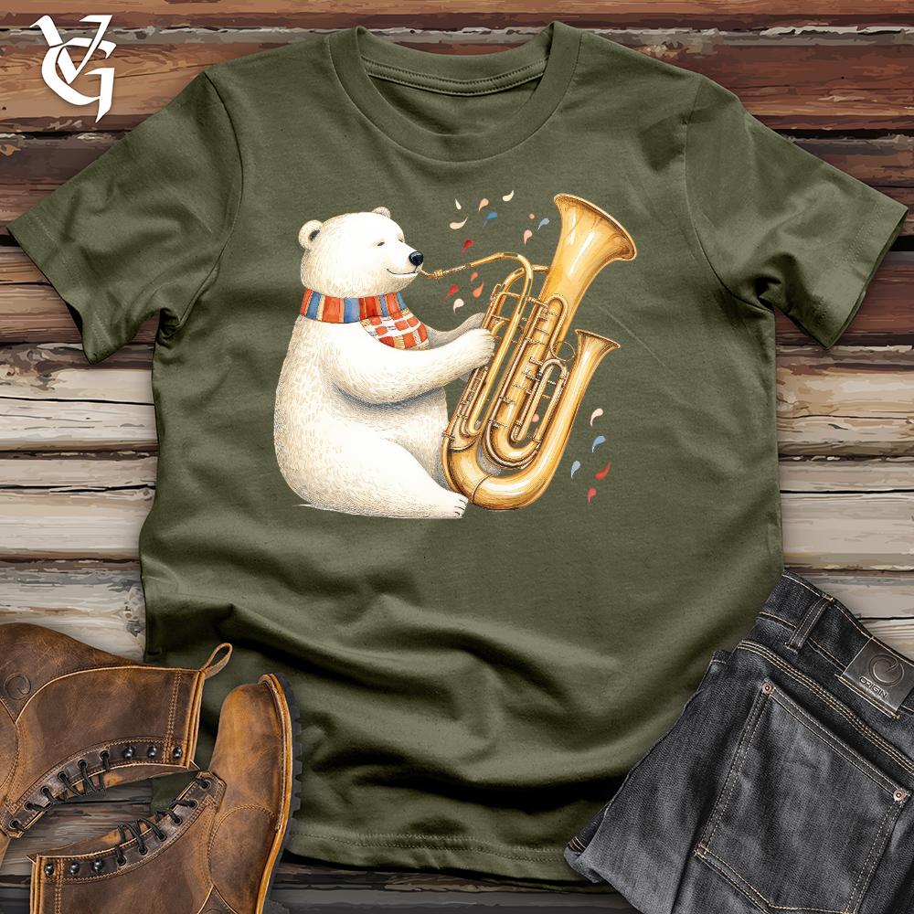 Viking Goods Polar Bear Tuba Player Cotton Tee Military Green / L