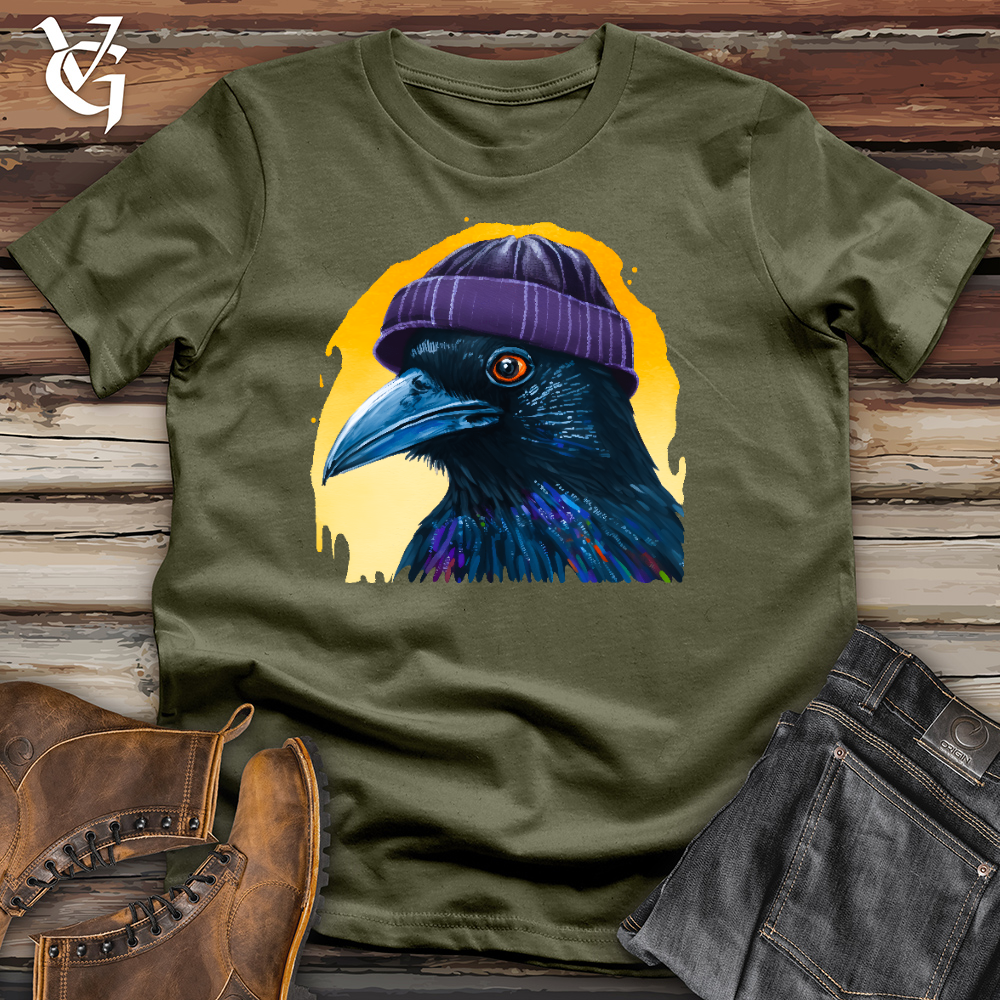 Viking Goods Raven Beanie Cotton Tee Military Green / L