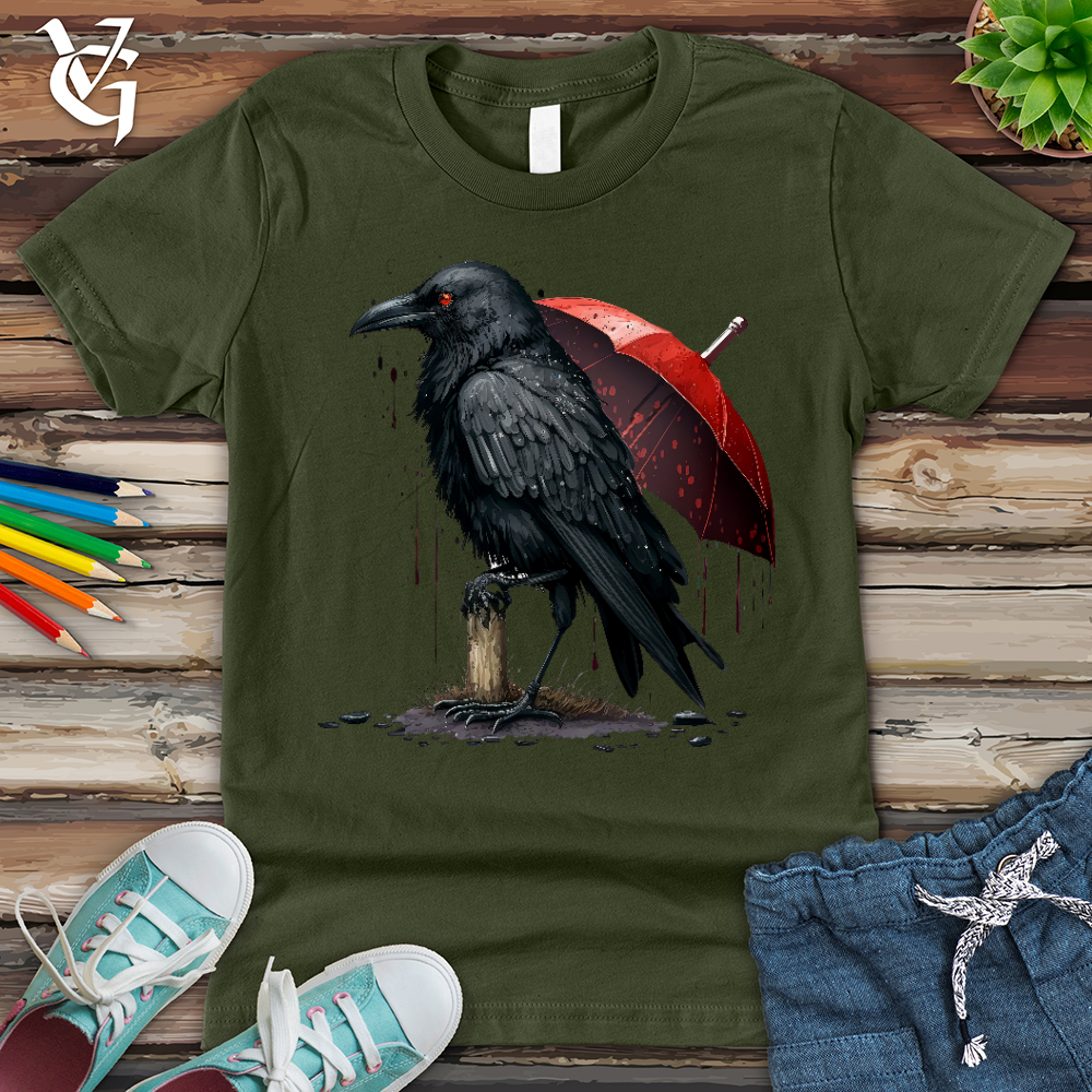 Viking Goods Raven in the Rain Youth Tee Military Green / L