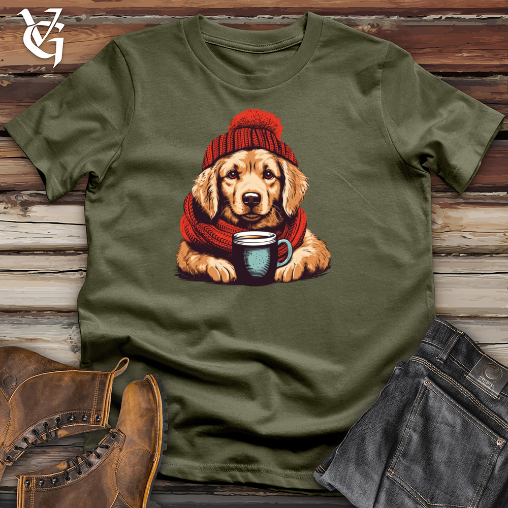 Viking Goods Retro Pom Pom Golden Retriever Cotton Tee Military Green / L