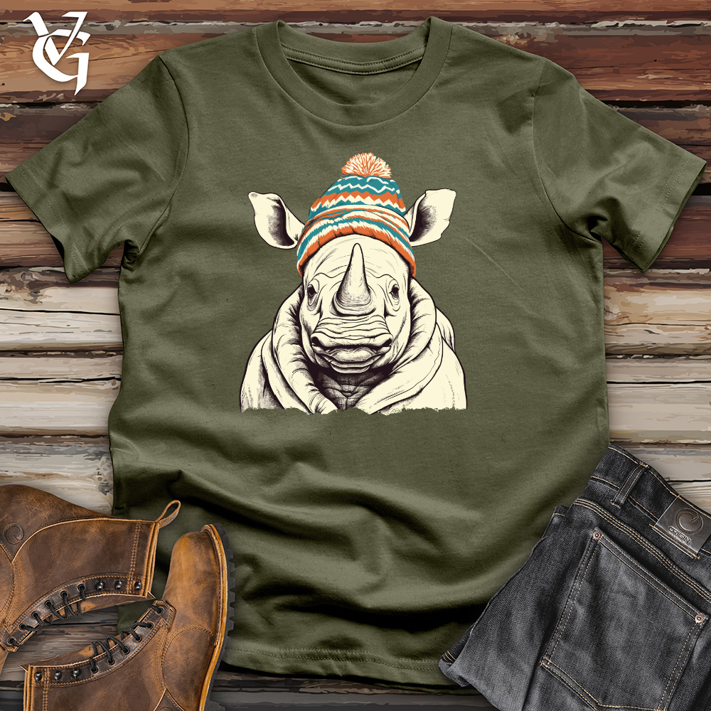 Viking Goods Retro Pompom Snow Hat Rhino Cotton Tee Military Green / L