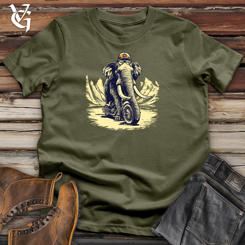 Viking Goods Scooter Adventure Wooly Mammoth Style Cotton Tee Military Green / L