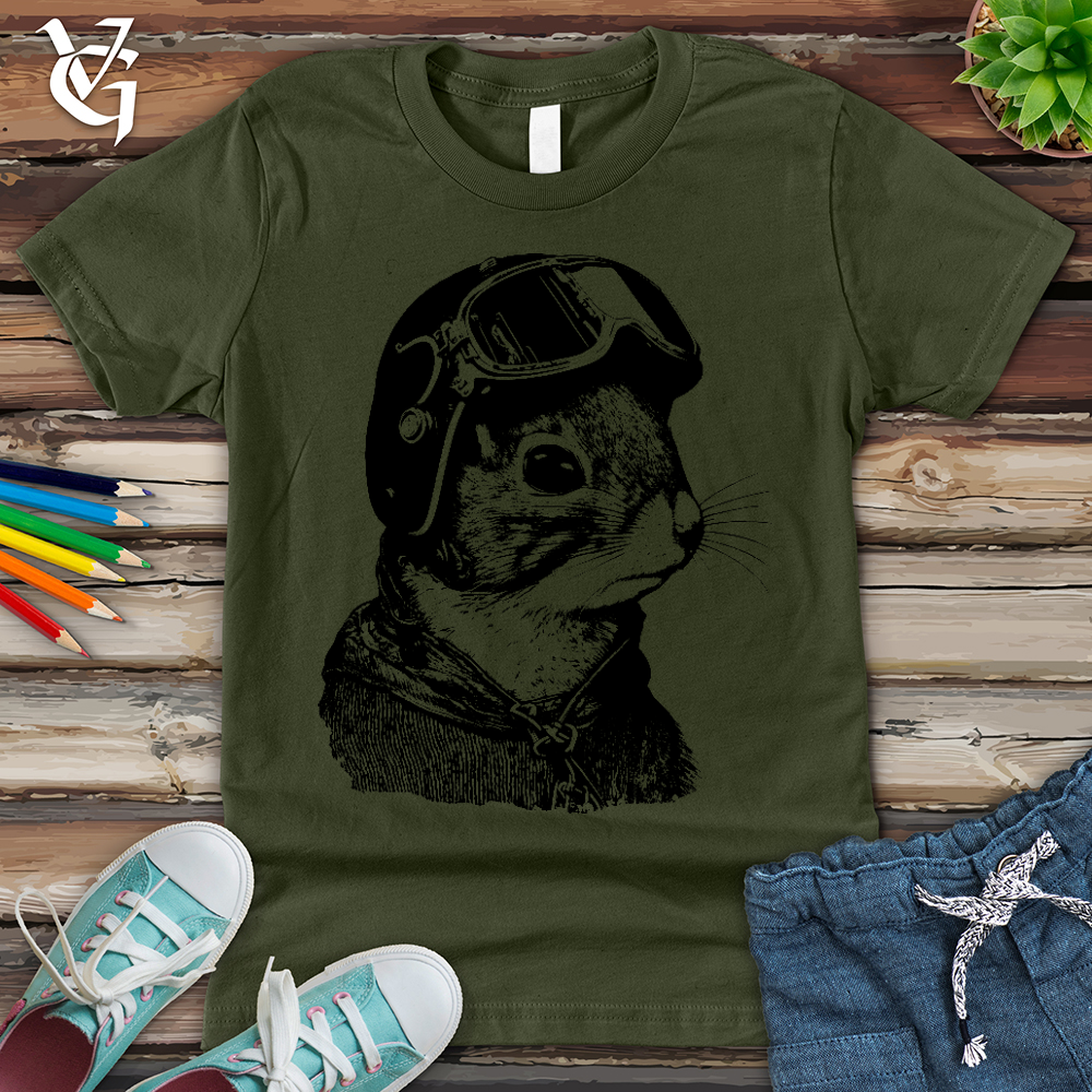 Viking Goods Squirrel Fighter Pilot Youth Tee Military Green / L