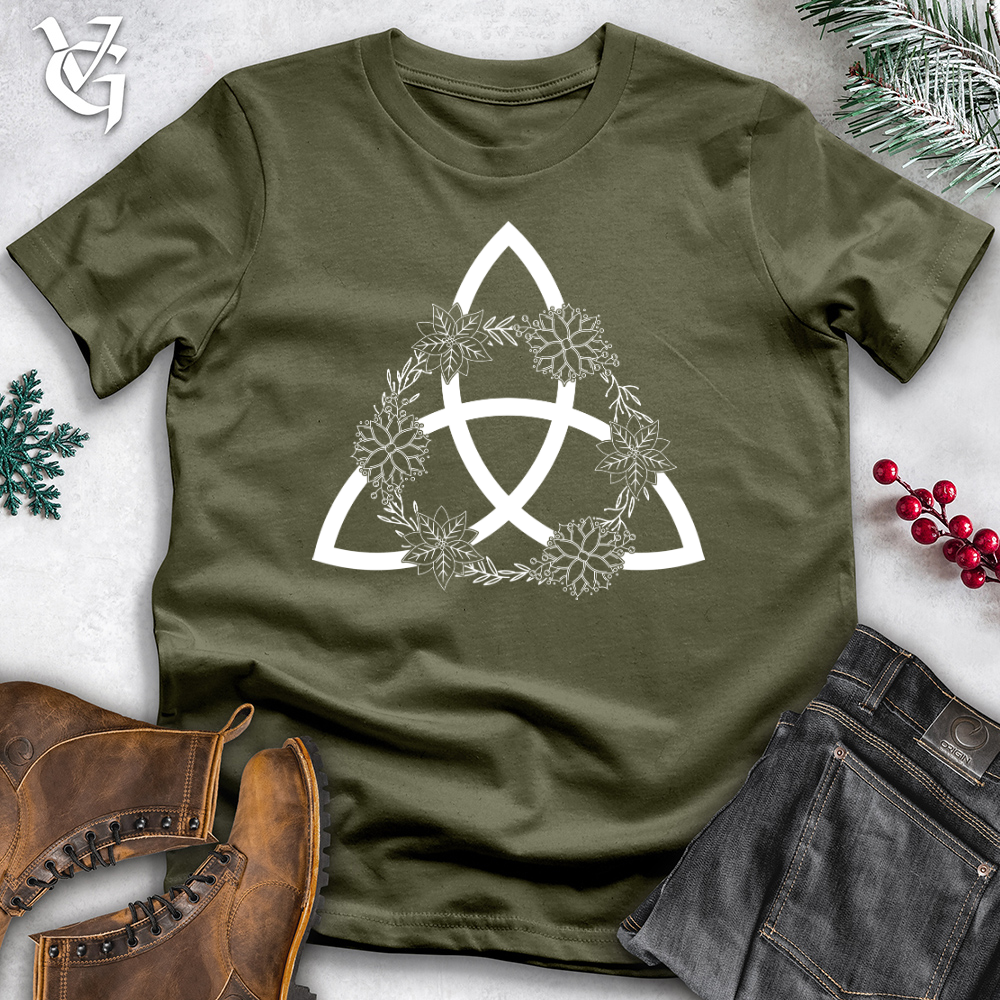 Viking Goods Trinity Wreath White Cotton Tee Military Green / L