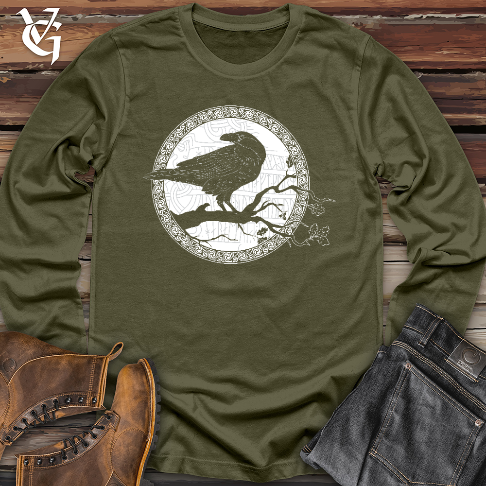 Viking Goods White Winter Raven Long Sleeve Military Green / L
