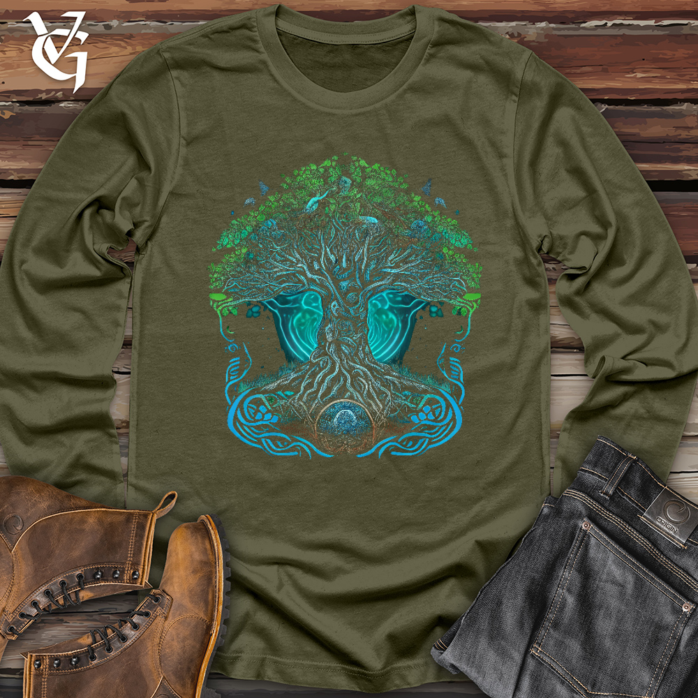 Viking Goods Yggdrasil Spirit Tree Long Sleeve Military Green / L