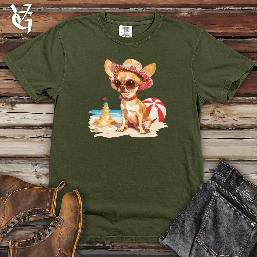 Viking Goods Chihuahua Beachfront Chic Heavy Cotton Comfort Colors Tee Moss / L