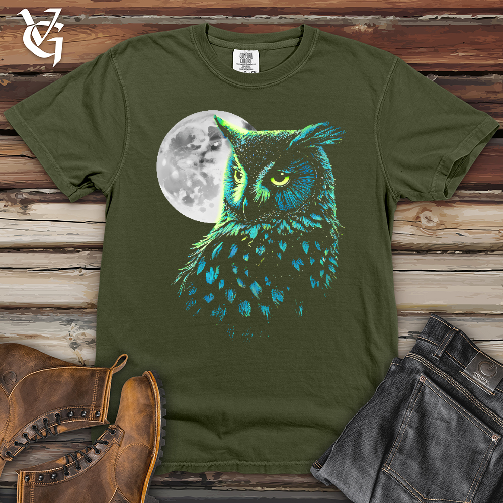 Viking Goods Cosmic Moon Owl Heavy Cotton Comfort Colors Tee Moss / L