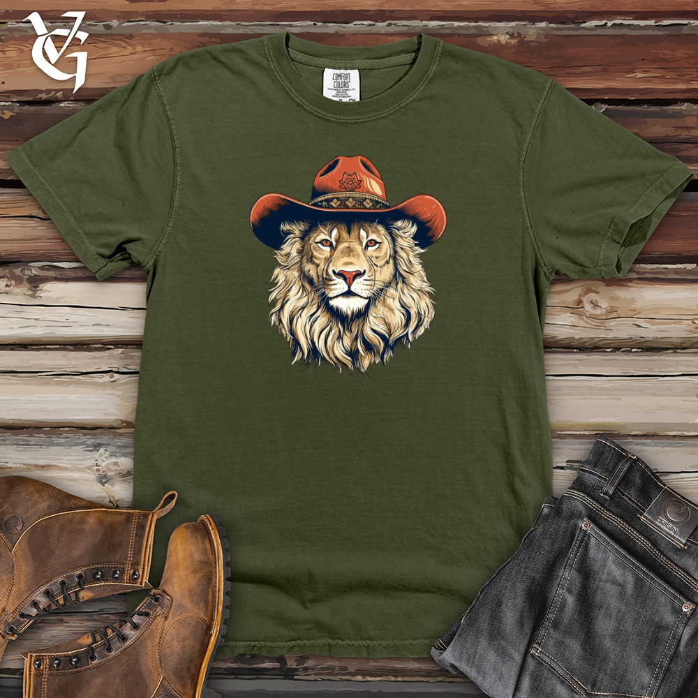 Viking Goods Lion Cowboy Savanna Standoff Style Heavy Cotton Comfort Colors Tee Moss / L