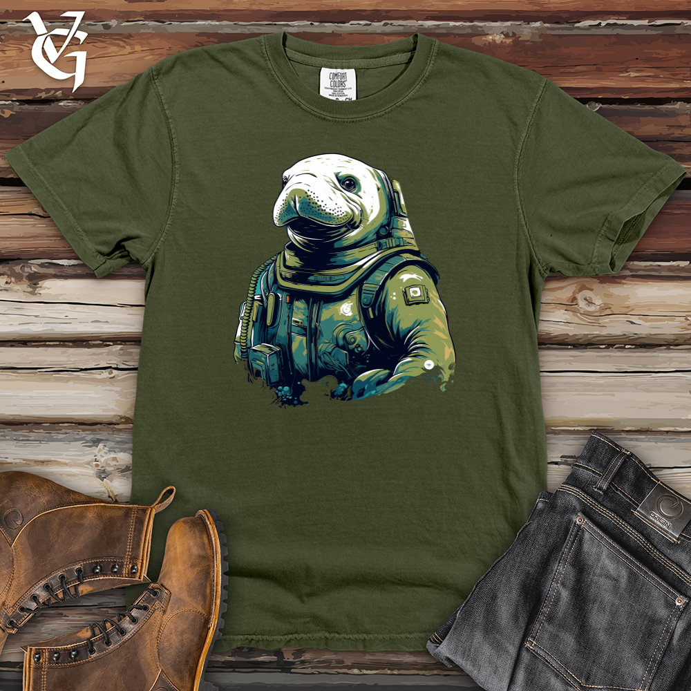 Viking Goods Manatee Astronaut Adventure Heavy Cotton Comfort Colors Tee Moss / L